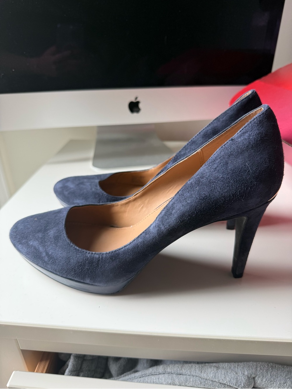 Calvin Klein Navy Suede High Heel Pump